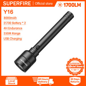 SUPERFIRE Y16 heavy duty flashlight rechargeable waterproof high power super bright long range multiple modes aluminium alloy large led torch for outdoor hiking household camping