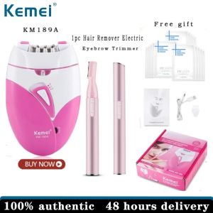 Kemei Freeshipping Womans Epilator USB Charge Hair Removal Machine Electric Rechargeable Lady Shaving Trimmer Hair Removal+Eyebrow Hair Trimmer