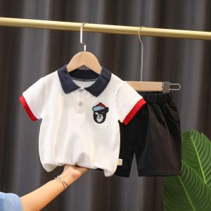 New 0~6 year old baby suit solid color bear pattern top with fashion shorts 2-piece set