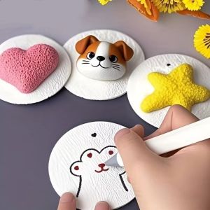 10Pcs Round Shape Foam Texture Painting Paper Puffy Texture Educational Toys 3D Round Board Paper Creative Art Craft Drawing Sponge Paper Kids Toy