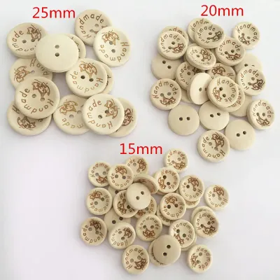 2 Holes 15/20/25mm Size Wood Buttons For Craft Round Sewing Scrapbook DIY Home Decoration handmade