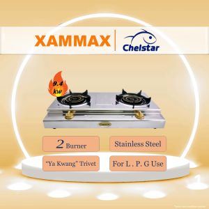Chelstar - X118J - Stainless Steel Gas Stove / Low Pressure Stove / 2-Burner / Gas Cooker / Rinnai Gas Stove / Rubine Hob / Dapur Milux / Electrolux Gas Stove