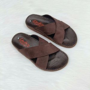 Dép nam quai chéo DTQC01 Dép nam da bò thật đế doctor may thủ công bền đẹp rẻ