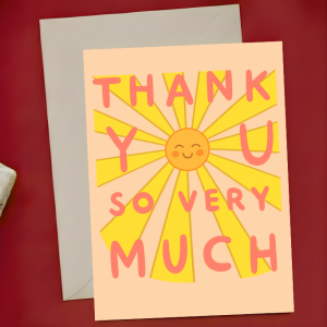 Thank You Card - Thank You So Very Much | Sunshine Orange Peach Design | A6