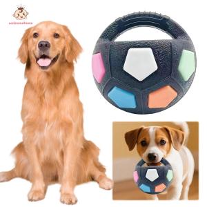 Welcomehome Dog Calming Ball W/ Handle Rubber Football Shape Pet Dog Toys Interactive Tough Dog Ball Toy for Small & Medium Dogs