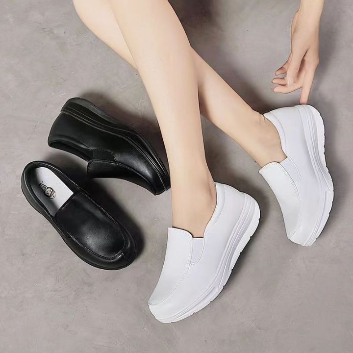 white nurse shoes casual summer hospital shoes rocking shoes light and  thick soled work shoes Lazada PH