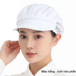 Nón thủy sản phối lưới nón trùm tóc dùng trong phòng sạch mũ bảo hộ công nhân thực phẩm Dành cho cả nam và nữ