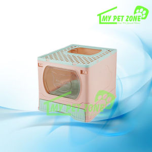Portable Foldable Square Hooded Cat Litter Box with Drawer Tray Cat Toilet / Litter Pan / Tandas Kucing