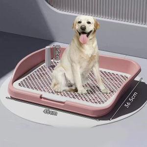 ห้องน้ำหมาขอบสี่เหลี่ยม ห้องน้ำสุนัข ถาดฉี่สุนัข มีเสาถอดได้ มีตะแกรงรองถาด ห้องน้ำหมา ถาดรองฉี่หมา เปลี่ยนแผ่นเปลี่ยน