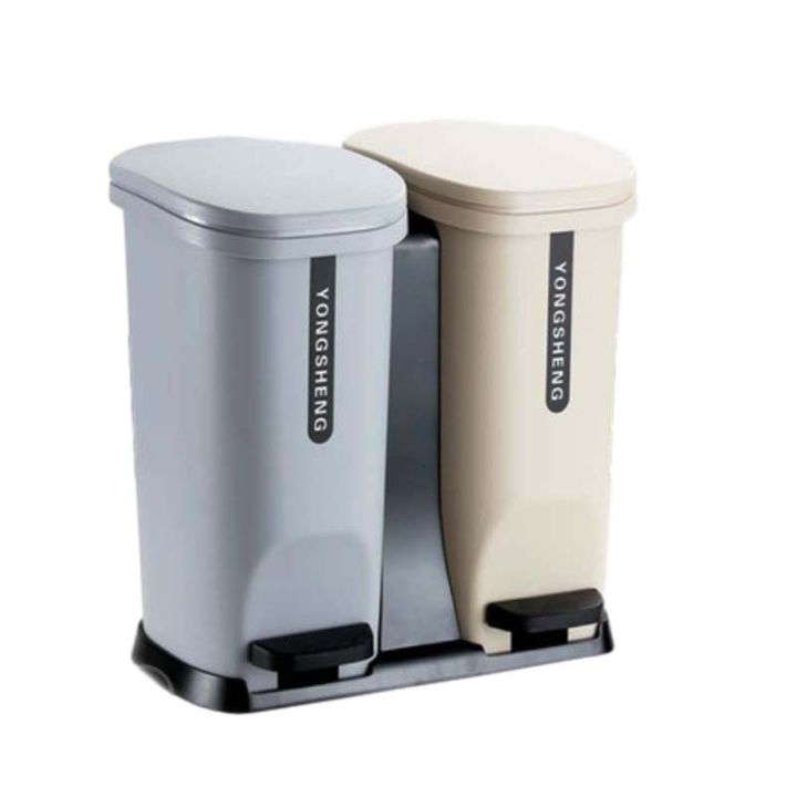 plastic pedal dry wet sorting garbage bin, household kitchen large, 70L