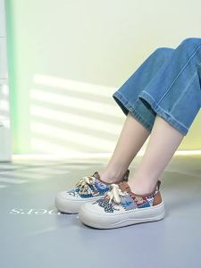 Womens Shoes 2025 New Casual Comfortable Height-Increasing Breathable Lace-Up Fashion Single Shoes Versatile Lightweight Korean Style Slip-On