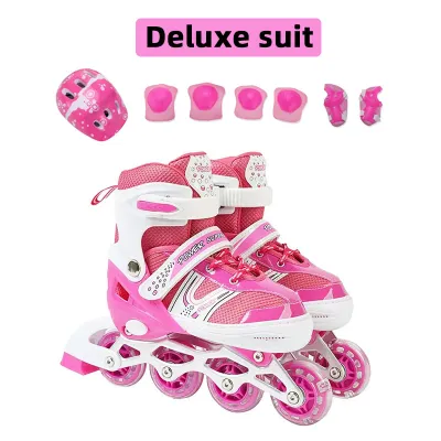 Roller Skates Adjustable Inline Skate Roller Skating Shoes Single Flash 4 Wheel Roller Skate Kids