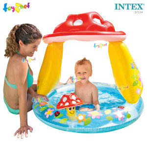 Intex ส่งฟรี สระน้ำ เป่าลม เด็กเล็ก พร้อมที่บังแดด เห็ดน้อย 1.02x1.02x0.89 ม. รุ่น 57114