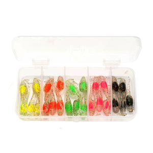 25Pcs Artificial Worm Baits with Storage Box Fishing Lures Paddle Tail Swimbait T Tail Baits Fishing Lures Swim Baits