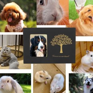 OUTOPEN Creative The Tree of Life Pet Ashes Box Wooden Memorial Mini Pet Urn Burial Holder with Photo Frame Dog Cat Cinerary Casket Pet Funeral