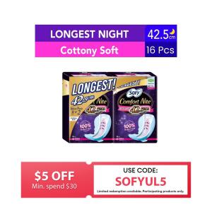 Sofy Comfort Nite Cottony Soft (Body Fit) Slim Wing 42.5 Cm 8s Twin Pack