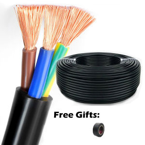 RVV 3 Cores Copper Wire Conductor Electrical Cable Black Soft Sheathed Wire Household Wiring Cord