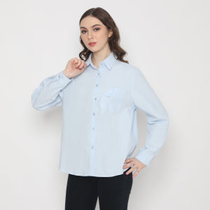 Kemeja MINEOLA Shinsei Light Blue Long-Sleeve Plain Shirt