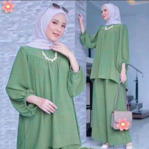 Ayyara One Set - Setelan Jumbo Wanita LD 130 Crinkle Airflow Premium