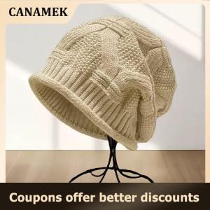 【 CANAMEK 】 Autumn Winter Rolled Edge Knitted Cap Fashion Womens Outside Sports Cold Protection Warm Beanie Hat