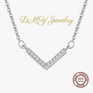 DMY Jewelry 925 Sterling Silver Fashion V-clavicle Necklace Crystal Zircon Jewelry
