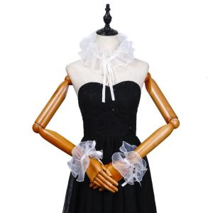 Renaissances chú hề Cổ áo giả Trắng Organza xù cổ Cuff và Faux tay áo còng cho masquerades và ăn mặc tổ chức sự kiện
