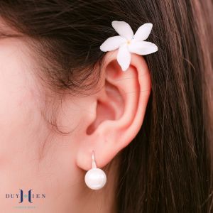 Bông Tai Bạc Duy Hiển Viên Trai Kiểu Móc Ngắn Đơn Giản Bền Đẹp Sang Trọng Dễ Đeo