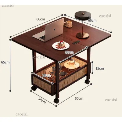 Foldable Coffee Table Mobile Table Solid Wood Mid-Century Vintage Style Suitable For Small Apartments