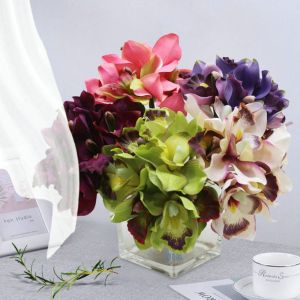 ZENGD วินเทจ ช่อดอกไม้ประดิษฐ์ประดิษฐ์ ของปลอมปลอม ดอกกล้วยไม้7หัว ต้นไม้เทียมประดิษฐ์ ของตกแต่งบ้าน จำลองจำลองจำลอง ดอกไม้ปลอม งานเลี้ยงแต่งงานปาร์ตี้