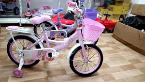 Xe đạp công chúa 4 bánh cho bé JINHU khung vành to rộng có chuông ghế nệm da kèm bánh đỡ đủ size 12/14/16 cho bé 2-8t hồng Blackpink