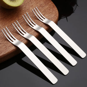 20pcs Stainless Steel Fruit Fork Two Toothed Fork Cake Fork Household Fruit Fork