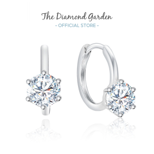 TDG 10K White Gold Lab-Grown Round Diamond Classic Hoop Earrings