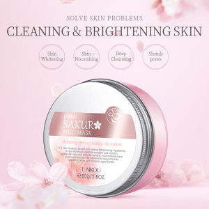 LAIKOU Mặt Nạ Đất Sét Sakura Nhật Bản Mặt Nạ Bùn Làm Trắng Da Làm Sạch Sâu Làm Sạch Lỗ Chân Lông Loại Bỏ Bụi Bẩn 80G
