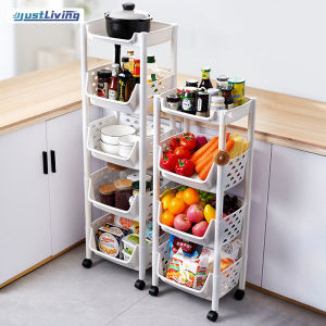 JustLiving Multi-layer Kitchen Vegetable Rack Floor Storage Basket Household Fruit and Vegetable Basket Toy Storage Shelf Bathroom Storage Rack Container