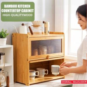 Kitchen Bamboo Storage Counter Household Cupboard Transparent Storage Counter