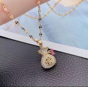 Kalung Titanium Wanita Anti Karat Necklace Lapis Emas 18K Simpel Elegan Korean Style Aksesoris Perempuan Harian Mewah Perhiasan Cewek Korea Terbaru BBS