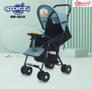 Baby Stroller Spacebaby SB203 Rebahan Sandaran Safety Bar w Cross Belt