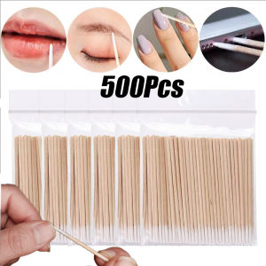 500pcs Pointed Cotton Swab Wooden Cotton Stick Swabs Buds Women Makeup Medical Tip Cotton Buds Disposable Bagged Makeup Wooden Cotton Swab Nose Ears Cleaning Health Care Tool