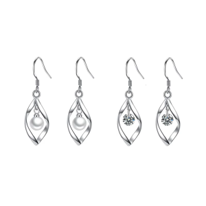 Trendy Twisted Pearls Earrings with Zirconia Details Sophisticated Ear Hooks for Formal Event and Casual Outings