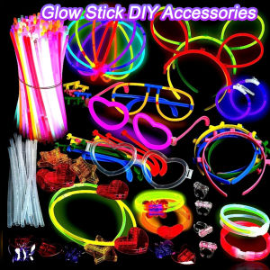 Party Glow Light Stick 100PCS Glow stick DIY accessories DIY Glow Bracelets Necklaces Neon DIY Glow Sticks For evening concerts 100Pcs Party Fluorescence Light Glow Sticks Bracelets Necklaces Neon For Wedding Party Glow Sticks Colorful Glow Stick