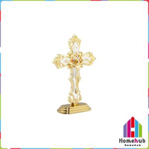 HB Standing Crucifix Saint Benedict Metal Crucifix Cross Ornament Decoration Car and Office