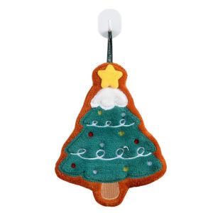 FEELDG Quick-drying Christmas Hand Towels Coral Fleece Water Absorption Christmas Tree Handkerchiefs  Hanging Hanging Wipes Kitchen Bathroom