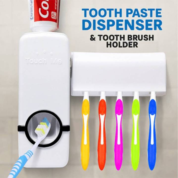 2022 Automatic Toothpaste Dispenser Squeezer Toothbrush Holder For Bathroom  Tooth Brush Holder WallMounted Organizer Storage