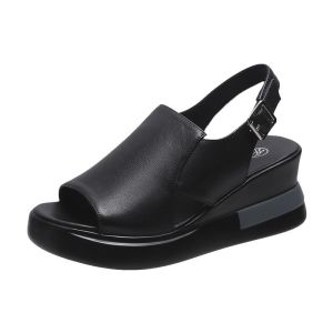 [Free Shipping] WomenS New Summer Wedge Heel Sandals High-Heeled Fish-Mouth Style Korean Casual Sports Beach Sandals