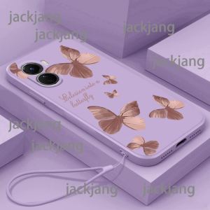 Dây đeo Ốp điện thoại chống sốc dòng bướm Retro vỏ mềm Vivo Y16