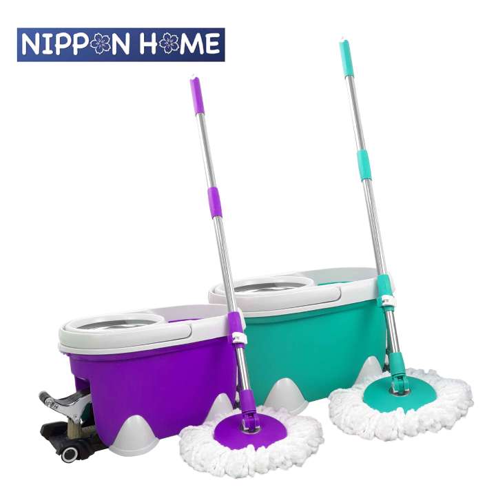 [Sanitary] Magic Foot Press Spin Mop with Stainless Steel Dehydrator