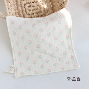 INS Style 4-layer Cotton Gauze Baby Bibs Small Square Towel Cartoon Newborn Handkerchief Face Towel