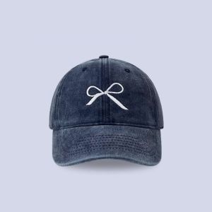 GENENIC Embroidery Embroidery Bow Baseball Cap Cotton Baseball Hat Bowknot Baseball Hat Apparel Accessories Sunscreen Peaked Cap Girl