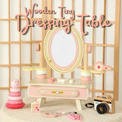 One Elephant Wooden Tiny Dressing Vanity Table 25007 Toys Girls Make up Pretend Play Gift Children