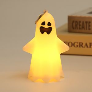 👻🎃Halloween Mini Ghost LED Night Light Button Cell Battery Operated Cute Ghost Ornament Lamp Spooky Tabletop Lamp Bedside Nightstand Halloween Home Decor